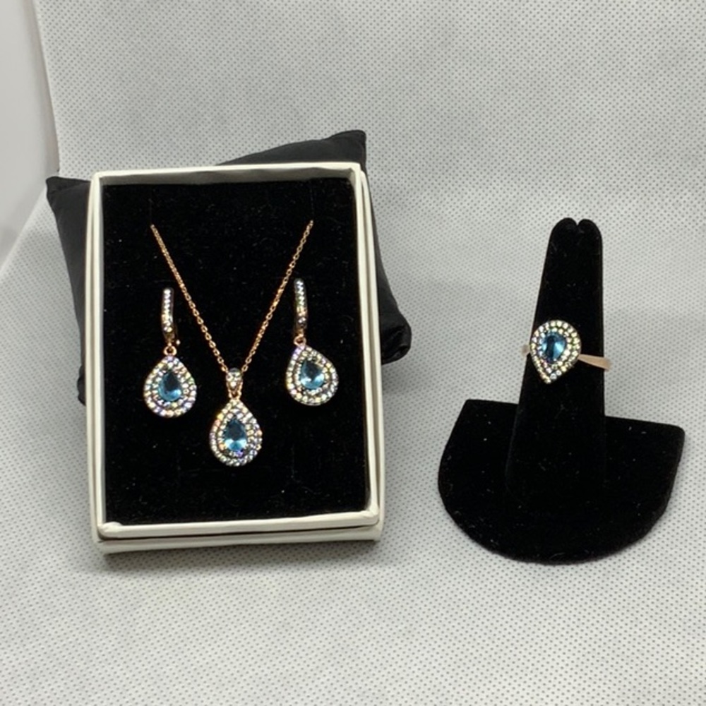 Blue Topaz Rose Gold Set